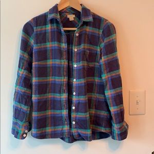 J Crew Plaid Flannel Shirt XS 100% Cotton